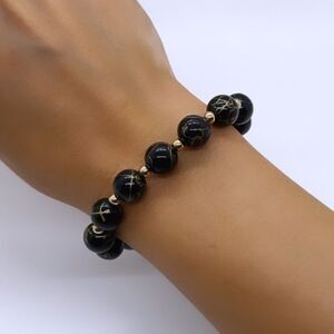 Wool + Pepper Co. Black & Gold Splatter Bracelet
